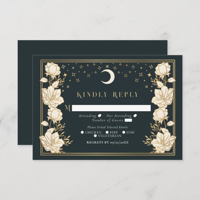 Elegant Arch Art Nouveau Wedding RSVP Enclosure Card (Front/Back)
