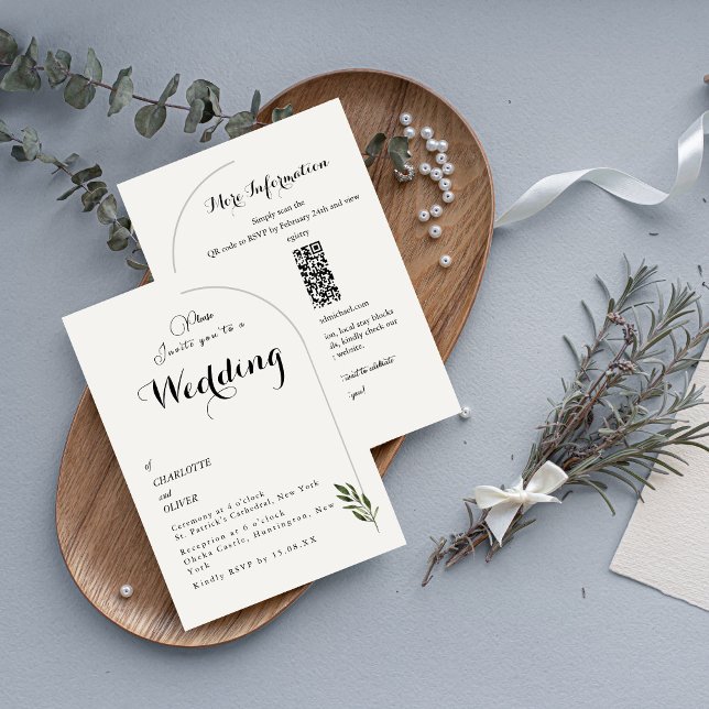 Elegant Arch Botanical Greenery Wedding Invitation (Creator Uploaded)
