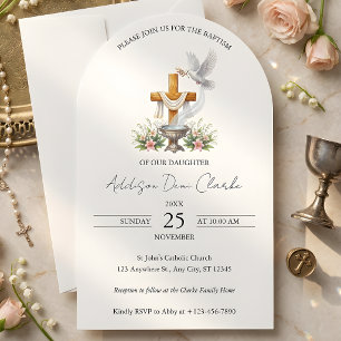 Elegant Arch Catholic Baptism Invitation