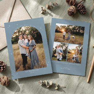 Elegant Arch Christmas Photo - Dusty Blue Holiday Card