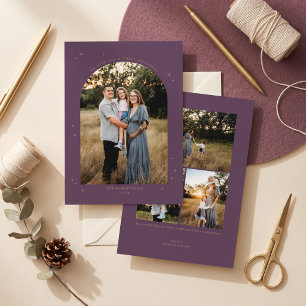Elegant Arch Christmas Photo - Purple Holiday Card