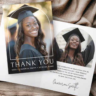 Elegant arch classic graduation photo graduate thank you card