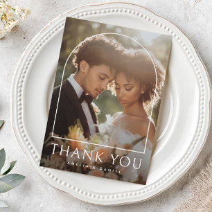 Elegant arch classic wedding photo thank you card