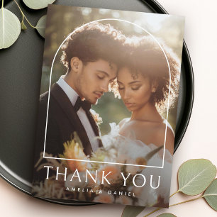 Elegant arch classic wedding photo thank you card