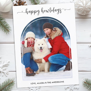 Elegant Arch Dog Christmas Custom Modern Pet Photo Holiday Postcard