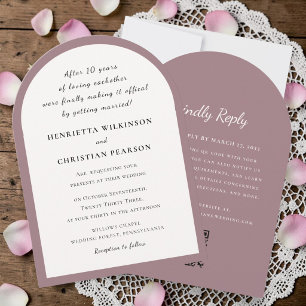 Elegant Arch Dusty Rose QR Code Wedding RSVP Card