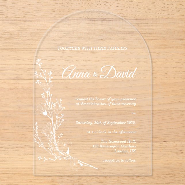Elegant Arch Floral Wedding Invitation (Front)