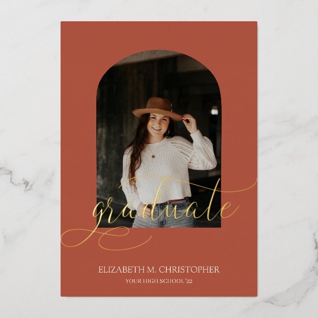 Elegant Arch Frame 5 Photo Collage Graduation Real (Front)