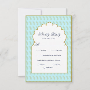 Elegant Arch frame Aqua Indian wedding RSVP Card