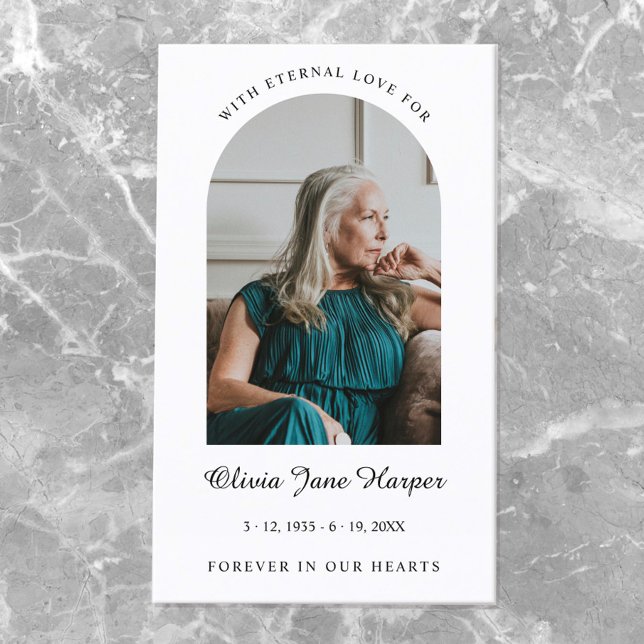 Elegant Arch Funeral Prayer Photo Business Card (Creator Uploaded)