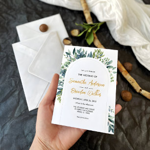 Elegant Arch Greenery Floral Foliage Wedding Invitation
