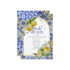 Elegant Arch Italian Blue Tile Lemon Bridal Shower