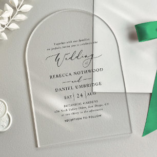 Elegant Arch Minimalist Wedding  Acrylic Invitations