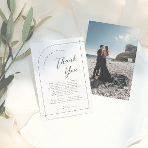 Elegant Arch & Modern Calligraphy Photo Wedding Thank You Card
