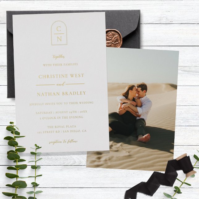 Elegant Arch Monogram Photo Wedding Gold (Creator Uploaded)