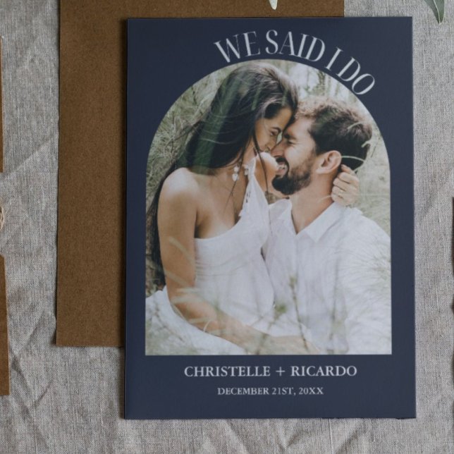 Elegant  Arch Navy Blue Elopement announcement (Creator Uploaded)