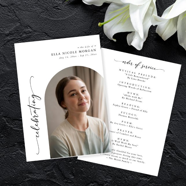 Elegant Arch Photo Celebration of Life Funeral Programme (Creator Uploaded)