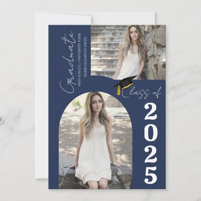 Elegant  Arch Photo College High School Graduation Announcement (Front)