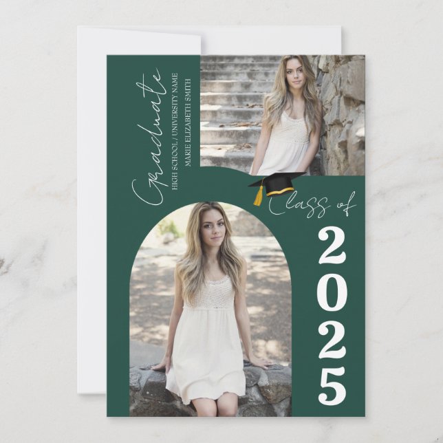 Elegant  Arch Photo College High School Graduation Announcement (Front)