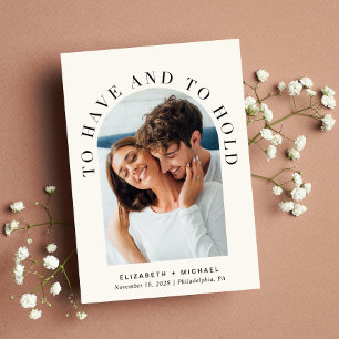 Elegant Arch Photo Cream Wedding Invitation