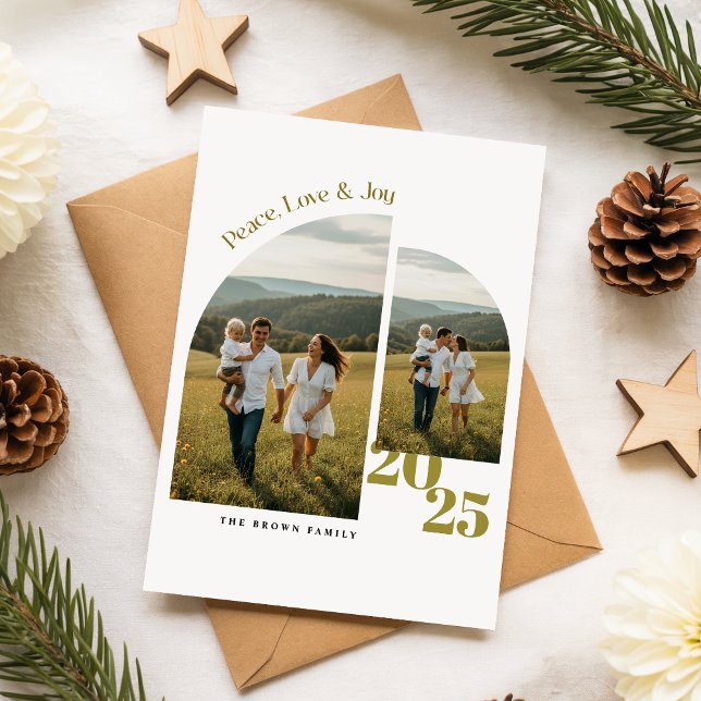 Elegant Arch Photo Family Christmas Greetings Holiday Card (Creator Uploaded)