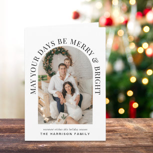 Elegant Arch Photo Merry Bright Christmas Card