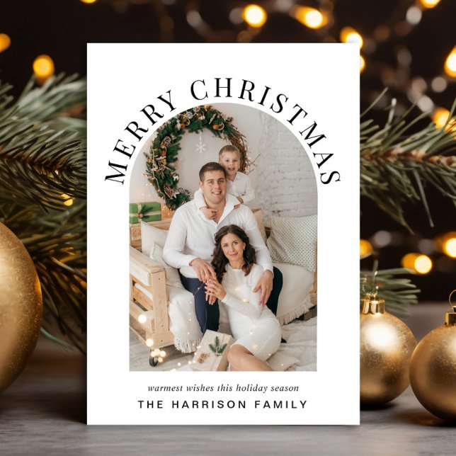 Elegant Arch Photo Merry Christmas Holiday Card (Spread the love and joy of the season with your friends and family near and far)