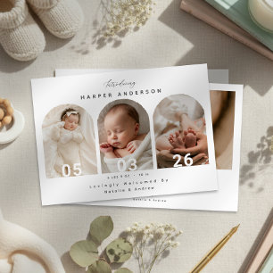 Elegant Arch Photo Newborn Baby Birth Announcement
