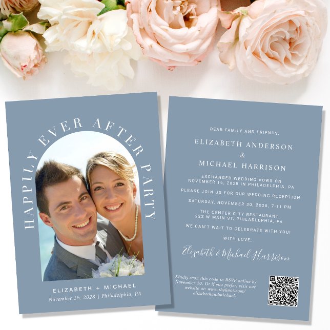 Elegant Arch Photo QR Code Wedding Reception Invitation (Creator Uploaded)