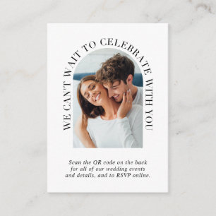 Elegant Arch Photo Wedding Details Website QR Code Enclosure Card