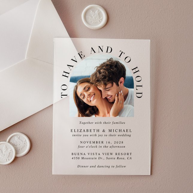 Elegant Arch Photo Wedding Frosted Acrylic Invitations (Creator Uploaded)