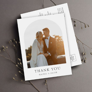 Elegant Arch Photo Wedding Thank You Postcard