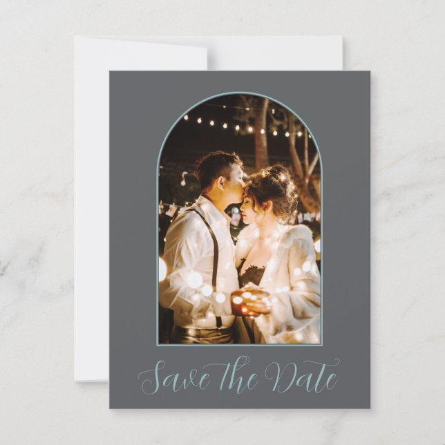 Elegant Arch Photo with Script Save The Date (Front)