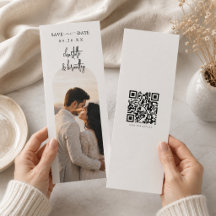 Elegant Arch QR Save the Date Wedding Card.
