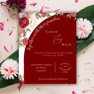 Elegant Arch Red Peach Floral Wedding invitation