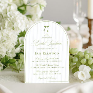 Elegant Arch Sage Green & Blue Bridal Luncheon Invitation