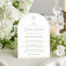 Elegant Arch Sage Green & Blue Bridal Luncheon