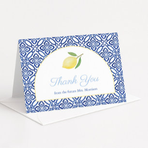 Elegant Arch Shape Amalfi Lemons Bridal Shower Thank You Card
