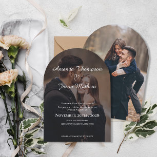 Elegant Arch Two Photo Double-Sided Wedding Invitation