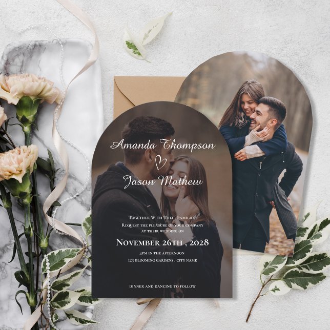Elegant Arch Two Photo Double-Sided Wedding Invitation (Elegant Arch Two Photo Double-Sided Wedding Invitation)