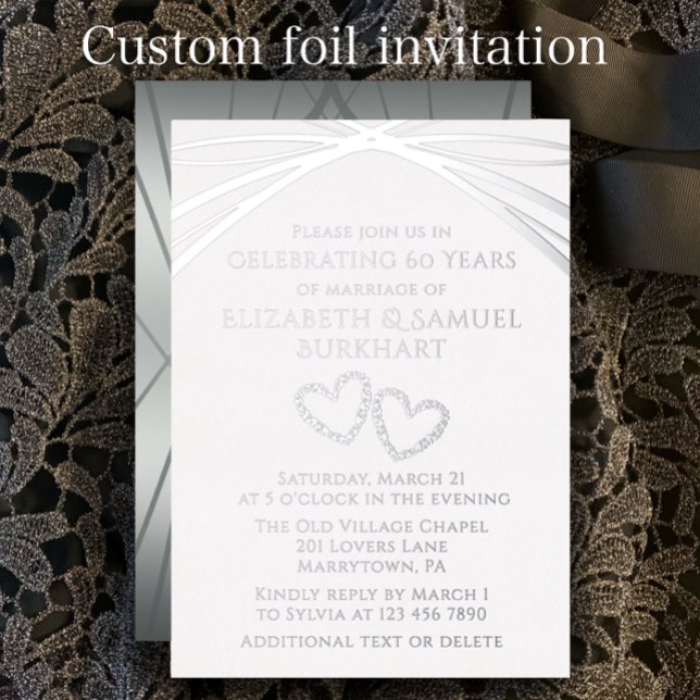 Elegant Arch Unique Heart 60th Wedding Anniversary (Easily customize this template for a unique elegant arch wedding anniversary party invitation.)