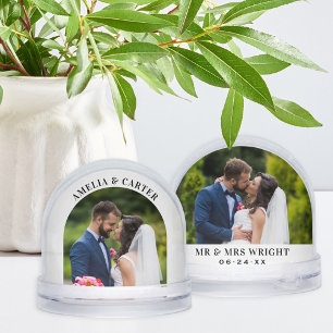 Elegant Arch Wedding Photo Keepsake Snowglobe