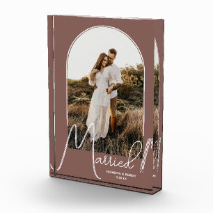 Elegant Arch Wedding Rose Taupe Photo Block