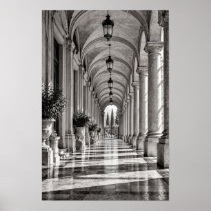 Elegant Arched Colonnade Corridor Wall Art