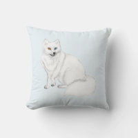 Elegant Arctic Fox Pillow with Snowflake Pattern