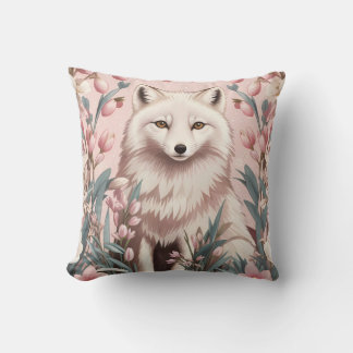 Elegant Arctic Fox Pink Floral Cushion