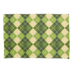 Elegant Argyle Pattern in Green and Yellow Diamond Pillowcase