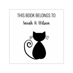 Elegant Art Cat Book Belongs Personalised Book Self-inking Stamp
