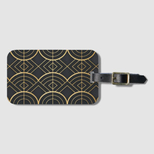 Elegant Art Deco Black & Gold Geometric Sticker Luggage Tag