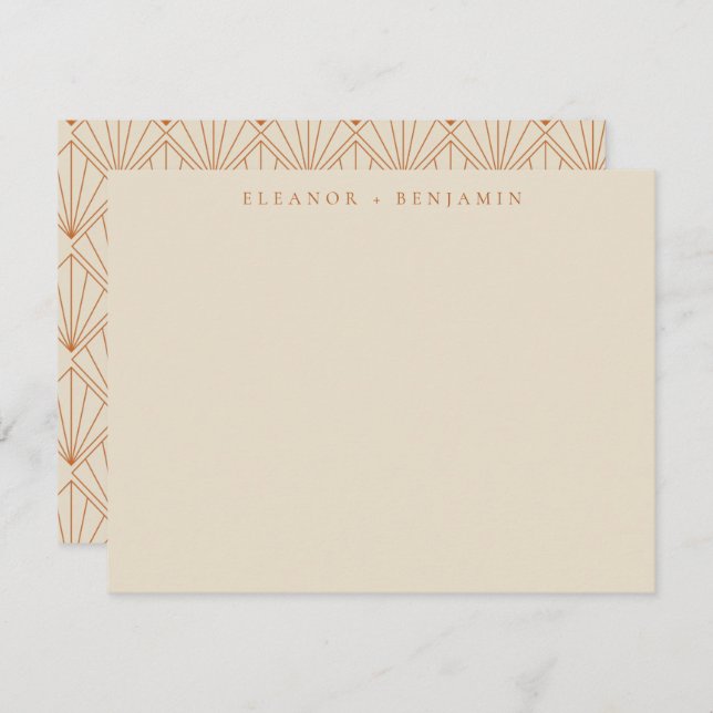 Elegant Art Deco Burnt Orange Wedding Custom Name  Card (Front/Back)